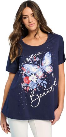 Roaman's American Graphic Swing Tee in Navy Americana Garden at Nordstrom, Size 12