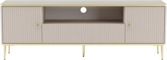 Pascal Morabito Mueble bajo de TV efecto madera beige, dorado