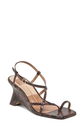 Dolce Vita Aylee Slingback Wedge Sandal in Java Embossed Leather at Nordstrom, Size 9.5