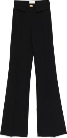 Elisabetta Franchi logo-plaque crepe trousers - Black