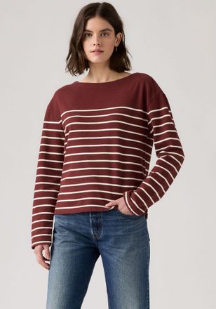 Levi's Langarmshirt LEVIS MARIN STRIPE TOP, Damen, Gr. XL (42), magnolia stripe choc, Sweatware, Obermaterial: 100% Baumwolle, gestreift, normal h&uuml;ftbedecken