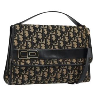 Dior Pre-owned Trotter Canvas Shoulder Bag - Dames - Pre-owned - Beige - Maat: ONE Size Leer