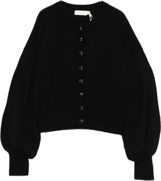 Zimmermann Cropped Merino Wool Sweater With Balloon Sleeves