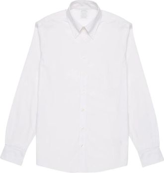 Brooks Brothers Milano Fit Non-Iron Overhemd - Heren - Casual Overhemden - Wit - 2XL - Katoen - Overhemden