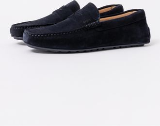 Boss Orange by Hugo Boss Noel Mens Suede Driving Moccasins - Dark Blue Leather - Size UK 10