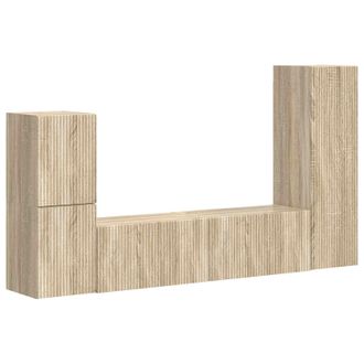 vidaXL Conjunto De Mueble De Tv Montaje En La Pared 4 Pcs Roble Sonoma Vidaxl