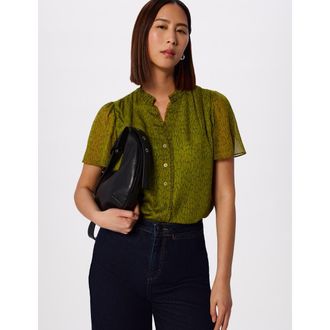 Whistles Dragonfly Short Sleeve Blouse in Green/multi at Nordstrom, Size 14Short