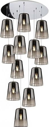 Top-Light Lampadario Top Light Shaded 1164cr S12 T E27 Led Vetro Colorato Lampada Soffitto Moderna, Colore Cromo