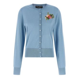 Dolce & Gabbana Button Silk Cardigan - female - Dolce & Gabbana - Cardigans - Blue - L - Knitwear