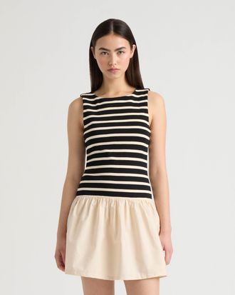 NVLT Womens Twofer Dress with Ruffled Poplin Skirt