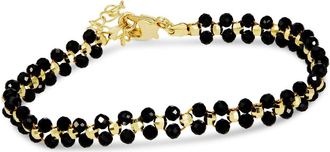 Savvy Cie Jewels GOLD PLATED BLACK SPINEL DOUBLE ROW BRACELET