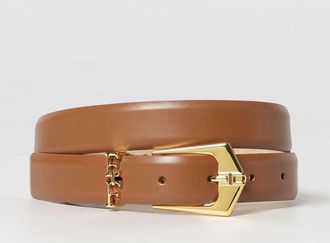Elisabetta Franchi Cintura in pelle con fibbia e logo metallico