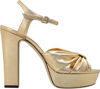 Jimmy Choo London Heloise platform sandalen - Dames - Sandalen met hakken - Geel - 35 EU - Leer - Schoenen