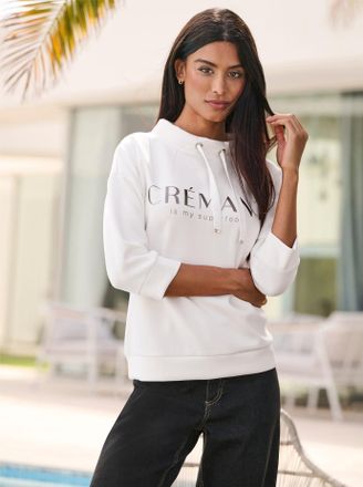 Heine Sweatshirt HEINE, Damen, Gr. 34, ecru, 50% Modal, 44% Polyester, 6% Elasthan, unifarben, Sweatshirts Sweatshirt