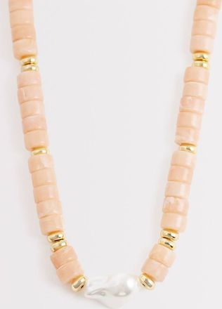 Orelia Collana appariscente con perle e perline-Rosa