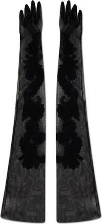Alberta Ferretti Lange Stoffhandschoenen - Dames - Handschoenen - Zwart - 6 1/2 IN - Accessoires