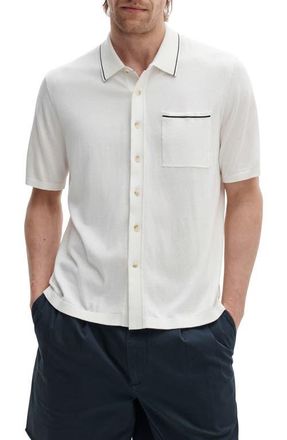 Rag & Bone Conrad Silk & Cotton Dalton Knit Button-Up in Chalk at Nordstrom, Size Xx-Large