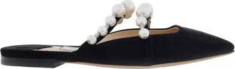 Jimmy Choo London Amaya Pearly Two-Band Suede Flats, Brand Size 34 ( US Size 4 )