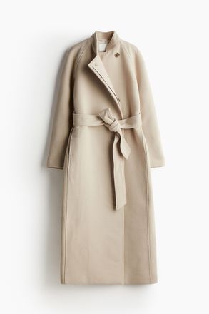 H&M Maximantel mit Bindeg&uuml;rtel - Beige