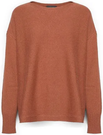 Elena Miro Truien & Vesten, Dames, Roze, XL, Wol, Trui van pure wol met boothals