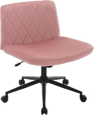 Woltu Silla de Oficina de Terciopelo Silla de Escritorio Giratoria Altura Ajustable sin Reposabrazos para el Hogar, Rosa