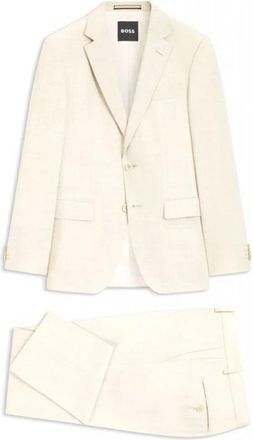 HUGO BOSS Tweedelig Slim-fit Kostuum in Micro-patroon Stof - Heren - Business pakken - Beige - XL - Tweed - Kostuums