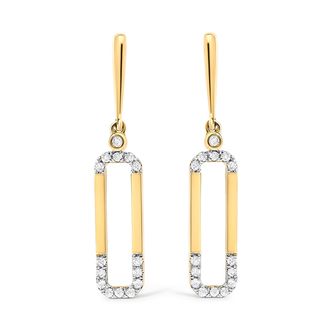 House of Brilliance 14K Yellow Gold 1/5 Cttw Diamond Paper Clip Dangle Earrings