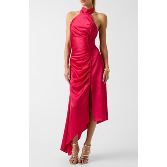 Marciano Evelina Sleeveless Halter Midi Dress in Dark Pink at Nordstrom, Size 12 Us