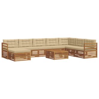vidaXL Conjunto De Sof&aacute;s De Exterior 9 Uds. Natural Y Beige Vidaxl