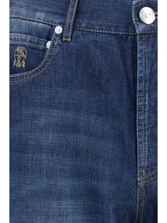 Brunello Cucinelli Mens Lightweight Denim Pants, Dark Cotton Jean