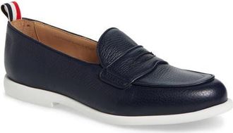 Thom Browne Varsity Square Toe Penny Loafer in Navy at Nordstrom, Size 12