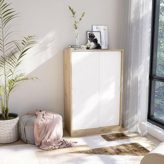 Dmora Armario 2 Puertas Stelvio, Dormitorio 2 Estantes, 40x119h Cm Roble Marr&oacute;n Nudos