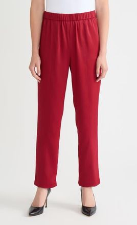 Misook Nora Crêpe de Chine Straight Leg Pants in Scarlet Red at Nordstrom, Size Xx-Large