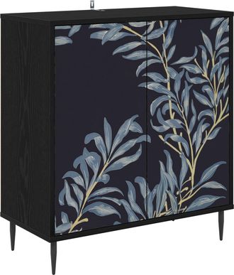 vidaXL Aparador Dokkum Roble Negro 69 X 33 X 76 Cm Vidaxl