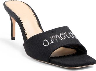 Cinq &agrave; Sept June Heatset Crystal Slide Sandal in Black/Clear at Nordstrom Rack, Size 10.5Us / 40.5Eu