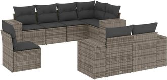 vidaXL Vidaxl - Set De Sof&aacute;s De Jard&iacute;n 8 Pzas Y Cojines Rat&aacute;n Sint&eacute;tico Gris