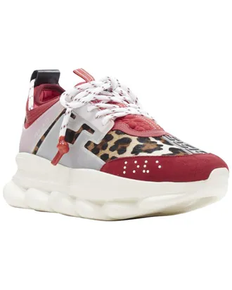 Versace Mens Cotton Chain Reaction Wild Leopard Low Chunky Sneaker (Authentic Pre-Loved)