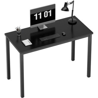 Soges Scrivania per computer piccola 100 x 60 x 75 cm, scrivania per PC, scrivania da ufficio, scrivania angolare per ufficio domestico,Nero