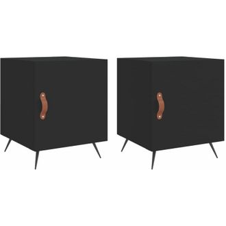 vidaXL Vidaxl - Mesitas De Noche 2 Uds Madera De Ingenier&iacute;a Negro 40x40x50 Cm