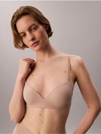 Calvin Klein Womens Perfectly Fit Custom Lift Wirefree Triangle Bra - Brown - 32A