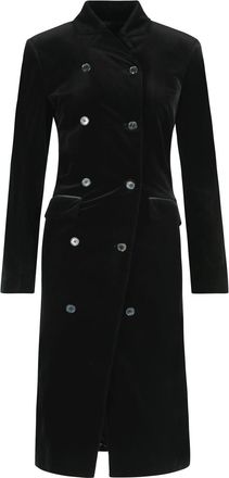 Khaite Black Rolon Oblique Collar Velvet Coat