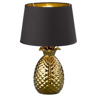 Reality Reality Leuchten - Gold Pineapple L&aacute;mpara De Mesa Pineapple Con Pantalla Negra &Oslash;28 Cm Trio Lighting
