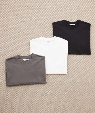 Selected Confezione da 3 T-shirt oversize in tessuto pesante bianco, nero e grigio-Multi