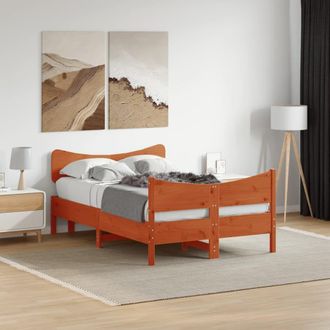 Berkfield Home Bed Frame without Mattress Wax Brown 120x200 cm Solid Wood Pine | Size: Small Double