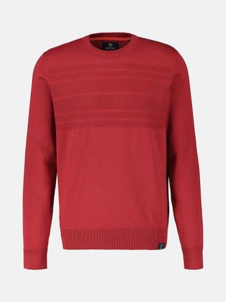 Lerros Strickpullover LERROS LERROS Strickpullover, tonal gestreift, Herren, Gr. S, rot (ruby rot), 100% Baumwolle, normal, Rundhals, Pullover Strickpullover
