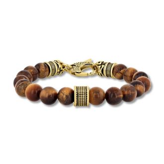 Robert Alton Mens Tiger Eye Bead Bolo Bracelet