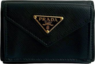 Prada Black Leather Wallet (Tri-Fold) (Pre-Owned)