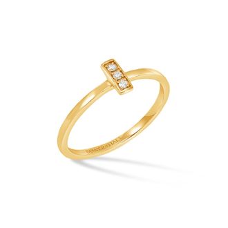 Dower & Hall 14k Diamond Trio Hammered Narrative Ring