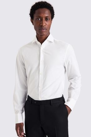 Moss Tailored Fit White Honeycomb Dobby Shirt
