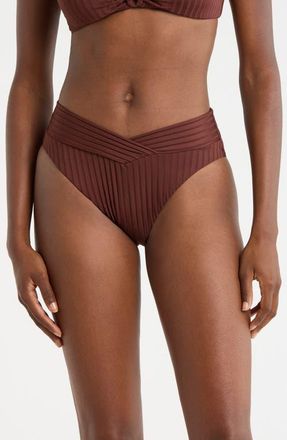 Sanctuary V-Front High Cut Bikini Bottoms in Espresso at Nordstrom, Size X-Large